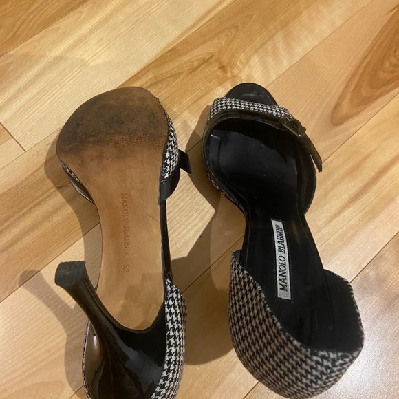 Manolo Blahnik D'orsay pumps, houndstooth with black patent leather size 39 - Picture 2 of 5